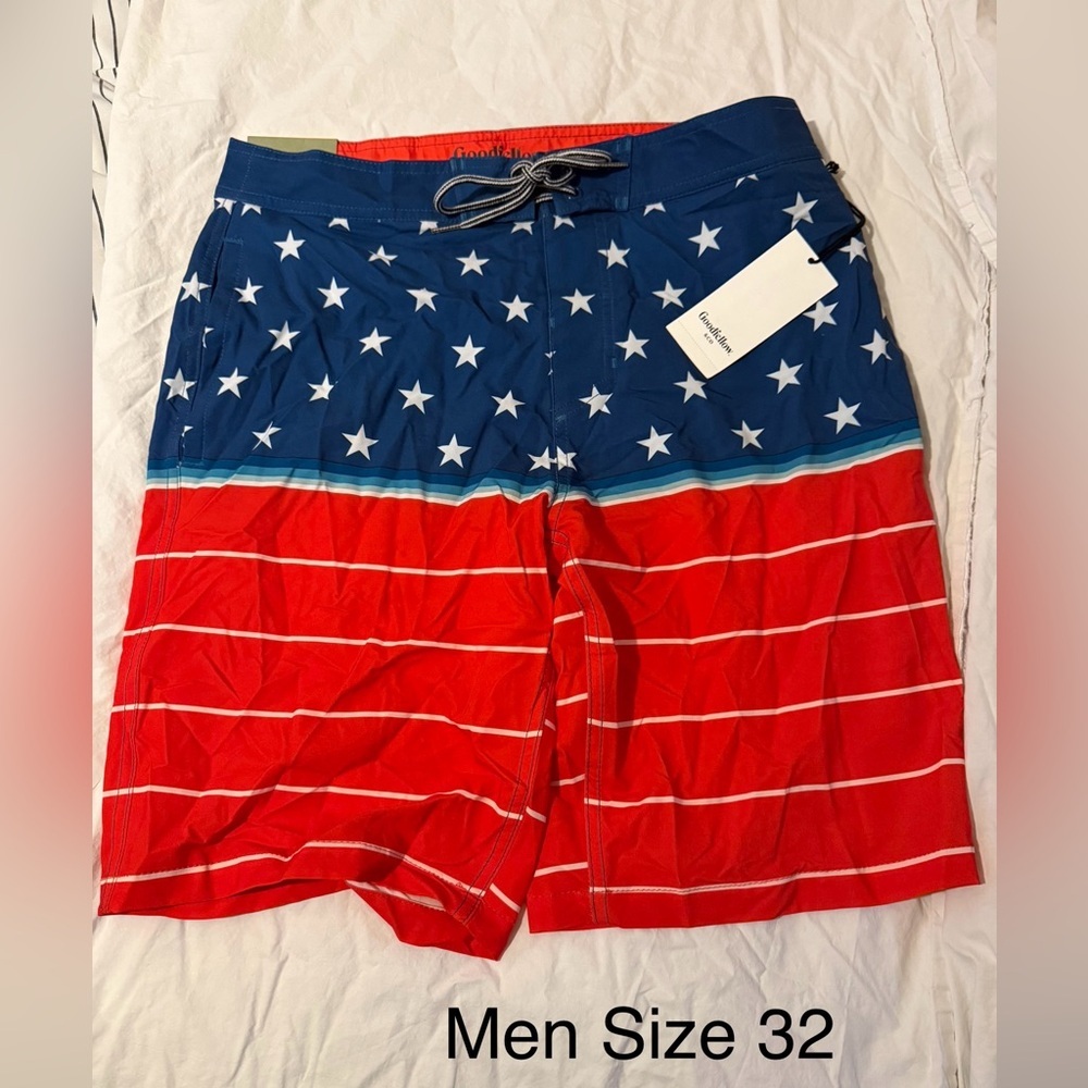 Goodfellow & Co Red and Blue Board Shorts
